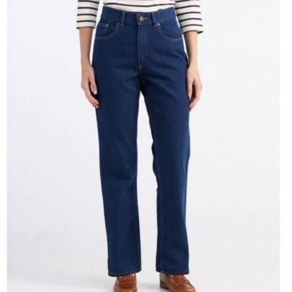 L.L. Bean Original Fit Straight Leg High Rise Jeans Dark Wash Women's Size 20P - Picture 1 of 13